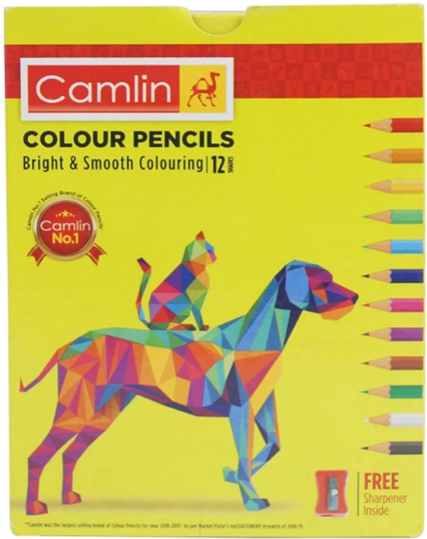 Camlin Kokuyo Half Size Color Pencil with Sharpener - 12 Shades