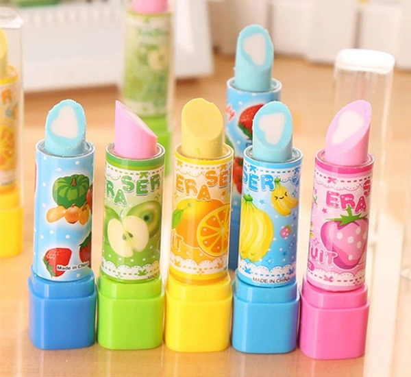 Lipstick Style Rubber Eraser pack of 6