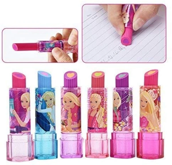 Lipstick Style Rubber Eraser pack of 6