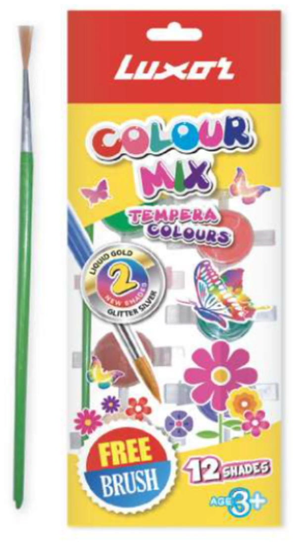 Luxor Tempra Colours with 12 Shades, Paint Brush