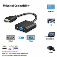 Live Tech HDMI to VGA with 1pc Audio Cable (More Extra 1pc Free),Gold-Plated HDMI to VGA Adapter (Male to Female) for Computer, Desktop, Laptop, PC, Monitor, Proj, HDTV, Raspberry Pi, Media P, Xbox - Black [NOT for VGA to HDMI](1 Year Warranty)