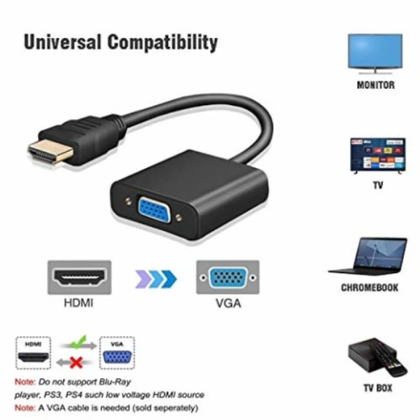 Live Tech HDMI to VGA with 1pc Audio Cable (More Extra 1pc Free),Gold-Plated HDMI to VGA Adapter (Male to Female) for Computer, Desktop, Laptop, PC, Monitor, Proj, HDTV, Raspberry Pi, Media P, Xbox - Black [NOT for VGA to HDMI](1 Year Warranty)