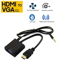 Live Tech HDMI to VGA with 1pc Audio Cable (More Extra 1pc Free),Gold-Plated HDMI to VGA Adapter (Male to Female) for Computer, Desktop, Laptop, PC, Monitor, Proj, HDTV, Raspberry Pi, Media P, Xbox - Black [NOT for VGA to HDMI](1 Year Warranty)