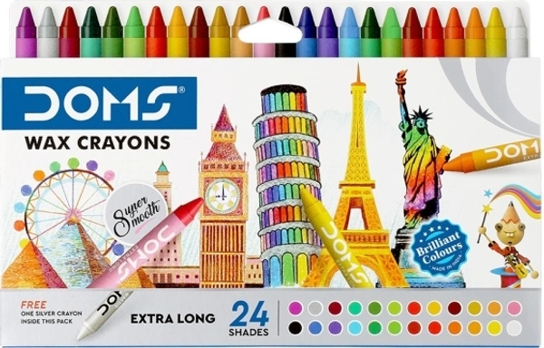 DOMS Long Wax Crayons 24 ShadesCrayon Type: Wax