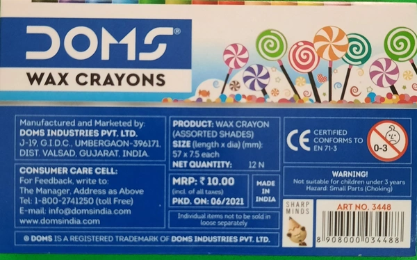 Doms 12 Shades Wax Crayons