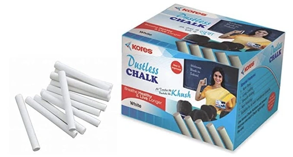 Kores White Dustless Chalk.Pack of 2Boxes ,100 Units