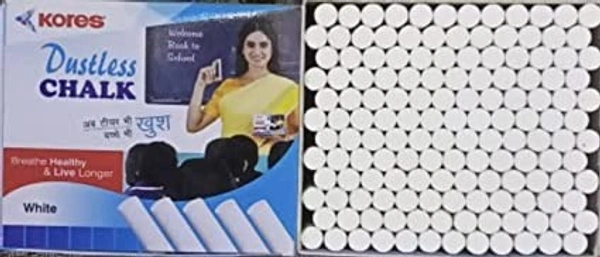 Kores White Dustless Chalk.Pack of 2Boxes ,100 Units