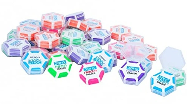 DOMS Neon Hex Dust Free Eraser 02 PCS