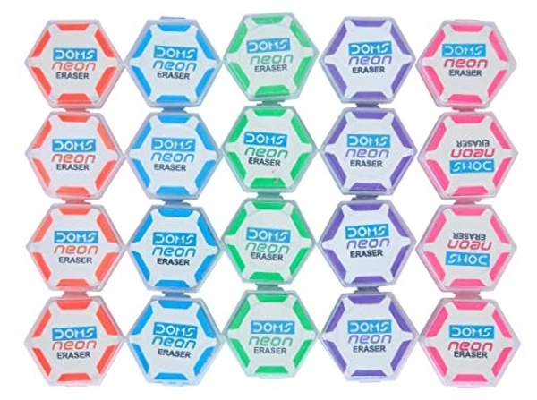 DOMS Neon Hex Dust Free Eraser 02 PCS