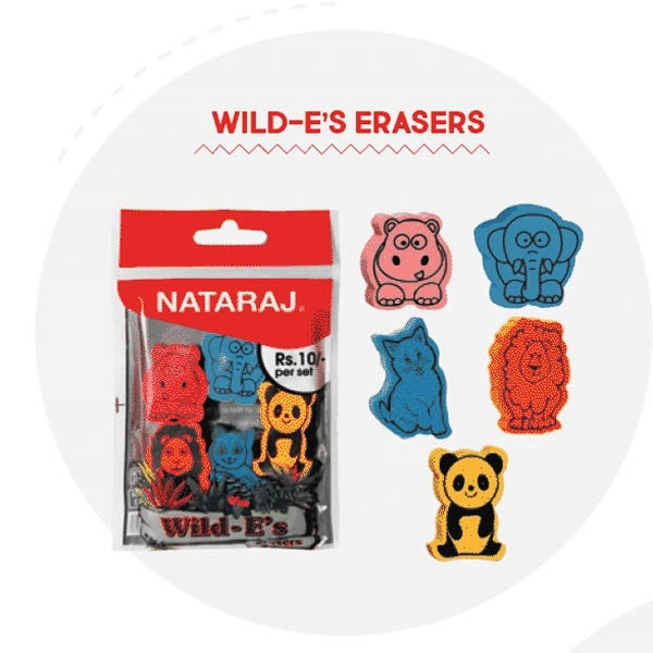 Nataraj Wild-e’s Erasers – 5 pc pack