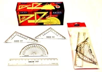 AACEE`s Clear Plastic Geometry Set Triangle 180 Degree Protractor, Ruler, Set Square Measuring Ruler