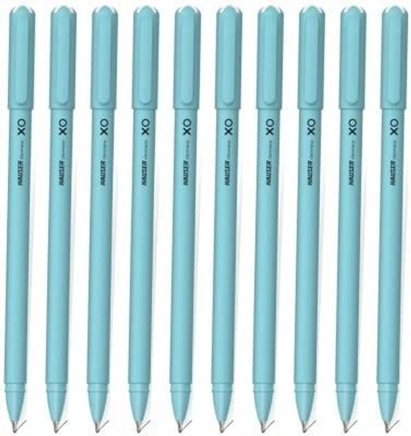 Hauser XO Ball Pen Box Pack | Tip Size 0.6 mm | Comfortable Grip With Smudge Free Writing | Sturdy Refillable Ball Pen | Blue Ink, Set of 10 Ball Pens