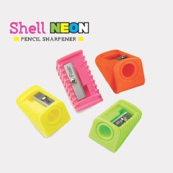 Shell Neon Pencil Sharpener-Pack of 2 ( Colour may vary)