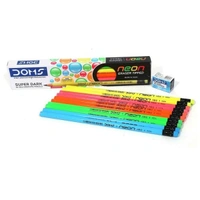 Doms Neon Rubber Tipped Pencils (Pack of 2) colour may vary