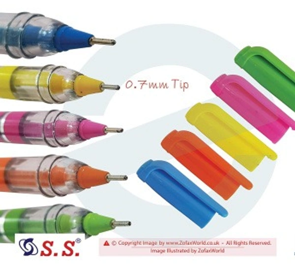 S. S. 5 x 0.7mm Tip Arrow BLUE &  BLACK Fast Writing Ballpoint Smooth Pens Comfort Grip(Pack Of 20 Pens)