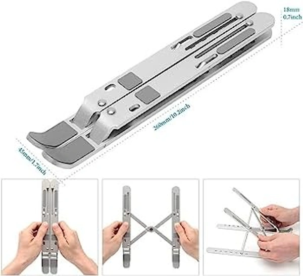 Laptop Stand Creative Folding Storage Bracket For 10-17 Inch Tablets Notebook Laptop Premium Quality Aluminum Alloy (Silver) Laptop Stand