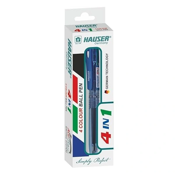 Hauser 4 In 1 Retractable Ball Pen Box Pack of 2 - Multi Colour