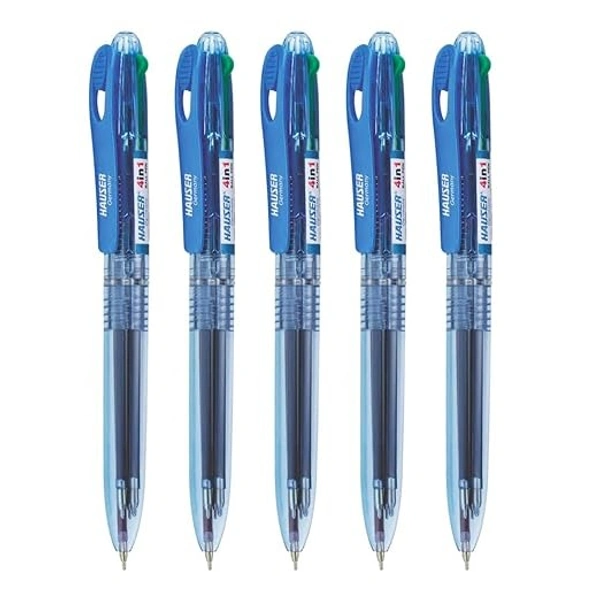 Hauser 4 In 1 Retractable Ball Pen Box Pack of 2 - Multi Colour