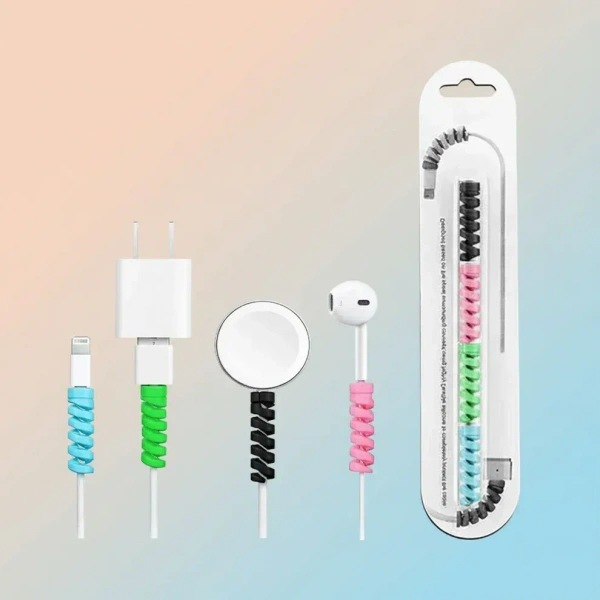 Spiral Charger Spring Cable Protector Data Cable Saver (Pack of 3)