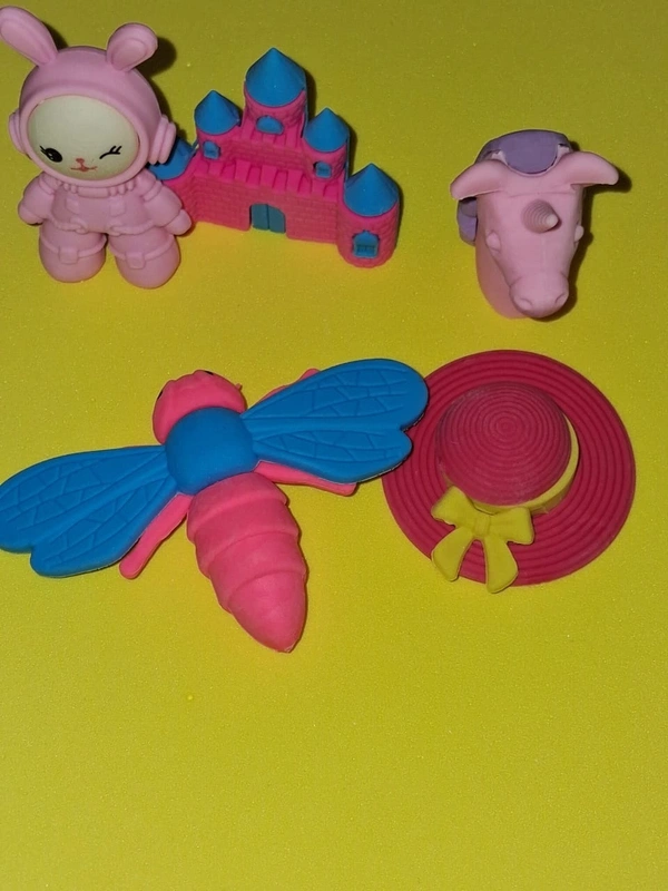 Novelty erasers in various fun shapes pack of Five