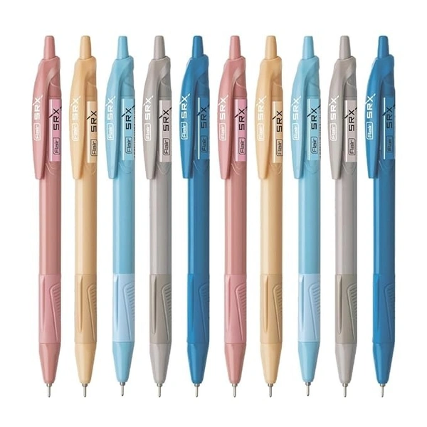 FLAIR Srx 0.7mm Retractable Ball Pen Pack of 10 ( Blue 5 Pcs ,Black 5pcs) - Blue and Black