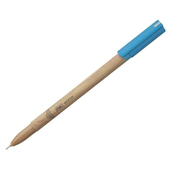 FLAIR Woody 0.7mm Ball Pen Box Pack of 10 | Attractive Woody Design  - Blue and Black