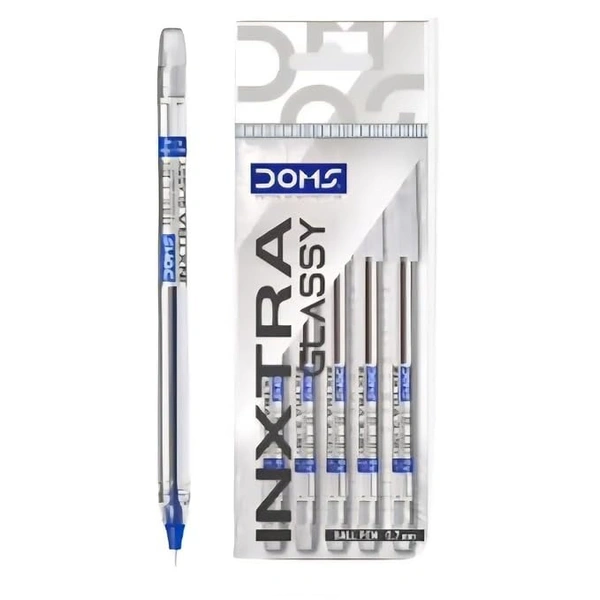 Doms INXTRA 0.7mm BALLPOINT PENS|SOFT RUBBERIZED GRIP FOR COMFORTABLE & SMOOTH WRITING| CONTAINS 20 PCS| INK BLUE and Black - Blue and Black