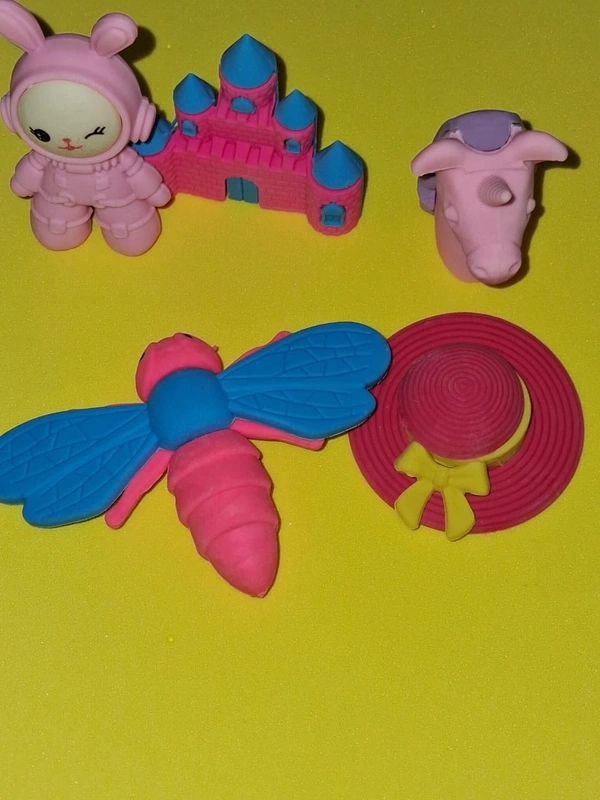 Novelty erasers in various fun shapes pack of Five