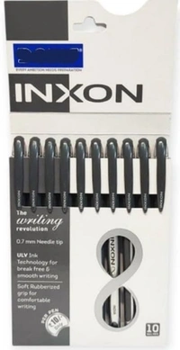 Doms Inxon Blue Ball Pen| 0.7mm | Soft Rubberized Grip| PACK of 10 Blue  and Black Ballpens - Blue and Black