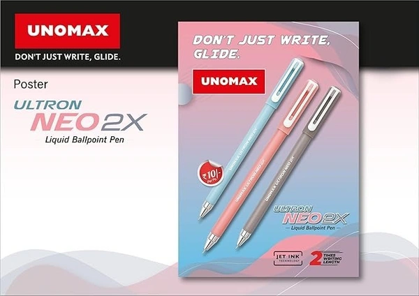 UNOMAX Ultron Neo 2x Ball Pen Pack of 10 (Blue 5 Pcs Black 5Pcs)  - Blue and Black