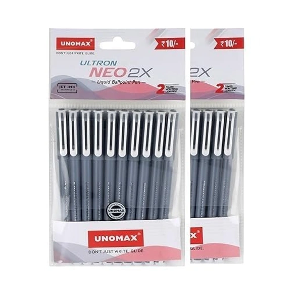 UNOMAX Ultron Neo 2x Ball Pen Pack of 10 (Blue 5 Pcs Black 5Pcs)  - Blue and Black