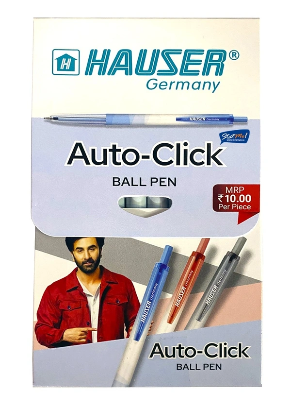 Hauser Auto Click Ball Pen Pack of 10 (Blue 5 PCS ,Black 5 PCS) - Blue and Black