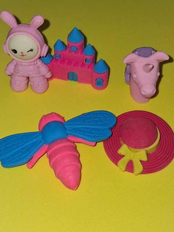 Novelty erasers in various fun shapes pack of Five