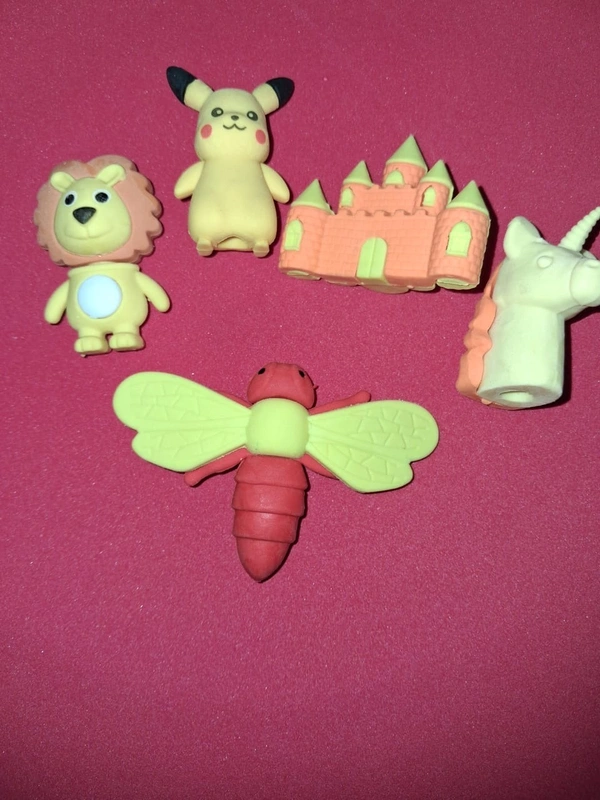 Novelty erasers in various fun shapes Pack of Five