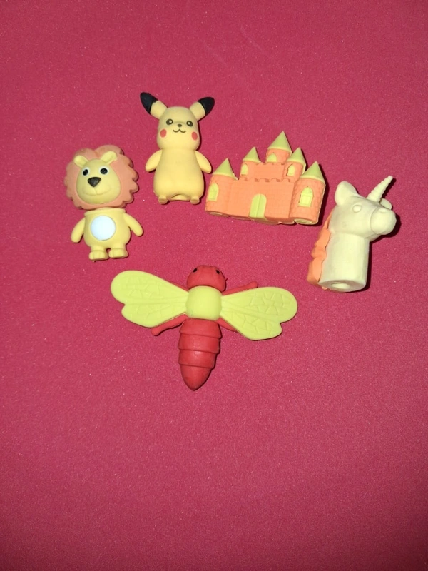 Novelty erasers in various fun shapes Pack of Five