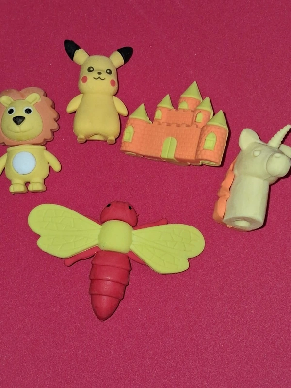 Novelty erasers in various fun shapes Pack of Five