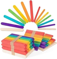 Wooden Ice Cream Popsicle Sticks for Art and Crafts Pack of 100 Pcs Multicolored