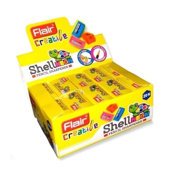 Flair Creative Series Shell Neon Pencil Sharpener (Pack of 10) - Multi Color