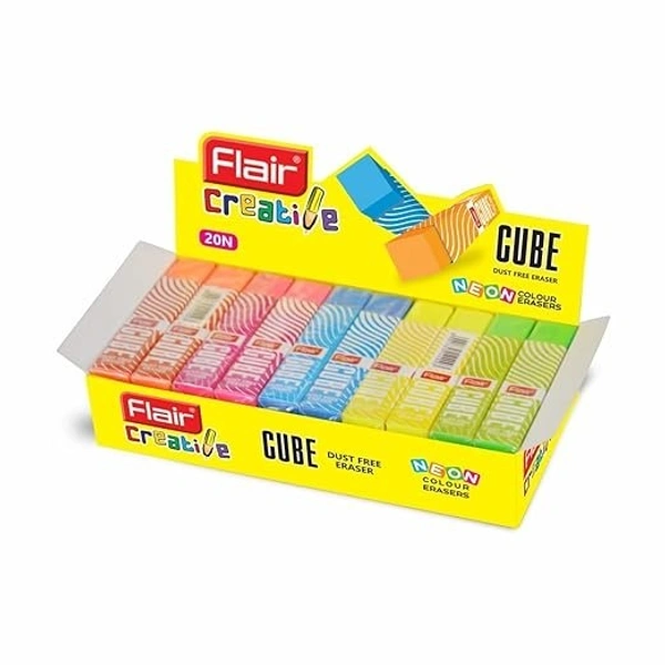 Flair Creative Series Cube Erasers(Pack of 10) - Multi Color