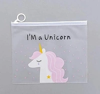 Kid's Charm 3D Unicorn Pouch Transparent for Pen Pencil Sharpner School Girls (Pack of 2)