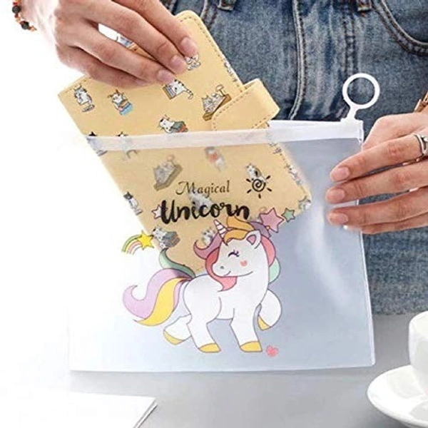 Kid's Charm 3D Unicorn Pouch Transparent for Pen Pencil Sharpner School Girls (Pack of 2)
