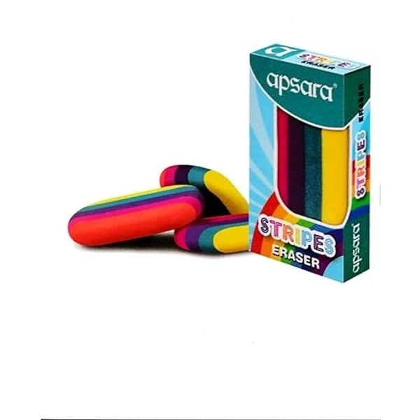 APSARA Stripes Coloured Non DUST Eraser Pack of 05 Eraser - Multi Color
