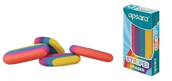 APSARA Stripes Coloured Non DUST Eraser Pack of 05 Eraser - Multi Color