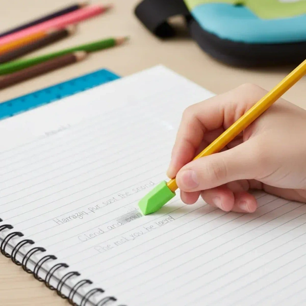 Pencil Top Eraser Rubber Erasers (5 Pc / Mix Colour & Design) - Multi