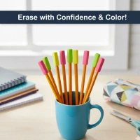 Pencil Top Eraser Rubber Erasers (5 Pc / Mix Colour & Design) - Multi