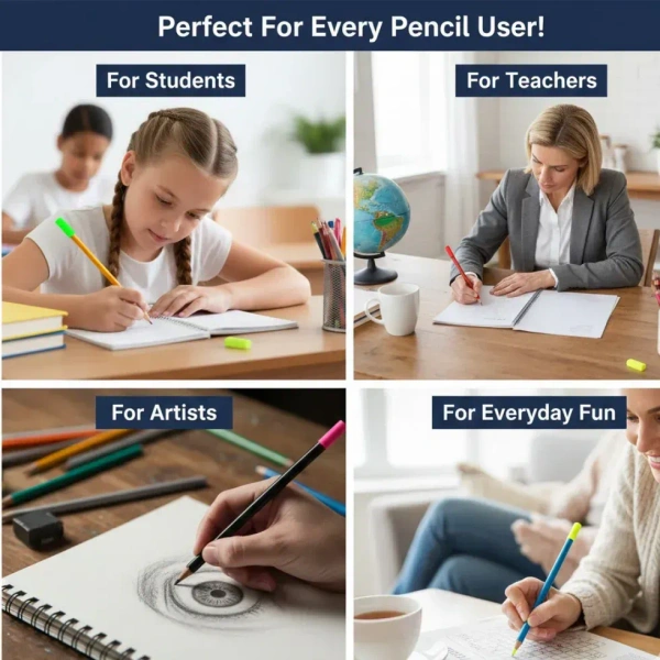 Pencil Top Eraser Rubber Erasers (5 Pc / Mix Colour & Design) - Multi