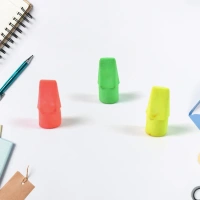 Pencil Top Eraser Rubber Erasers (5 Pc / Mix Colour & Design) - Multi