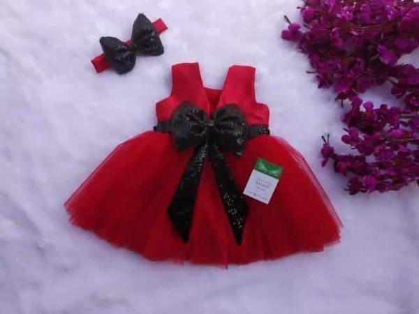 Black Sequins Bow Red Party Wear