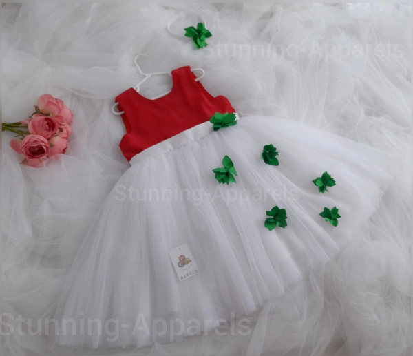 Flowers Work White Partywear Dress