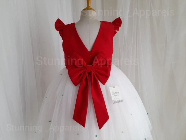 Green Pearls Work Ruffled Sleeves Frock 